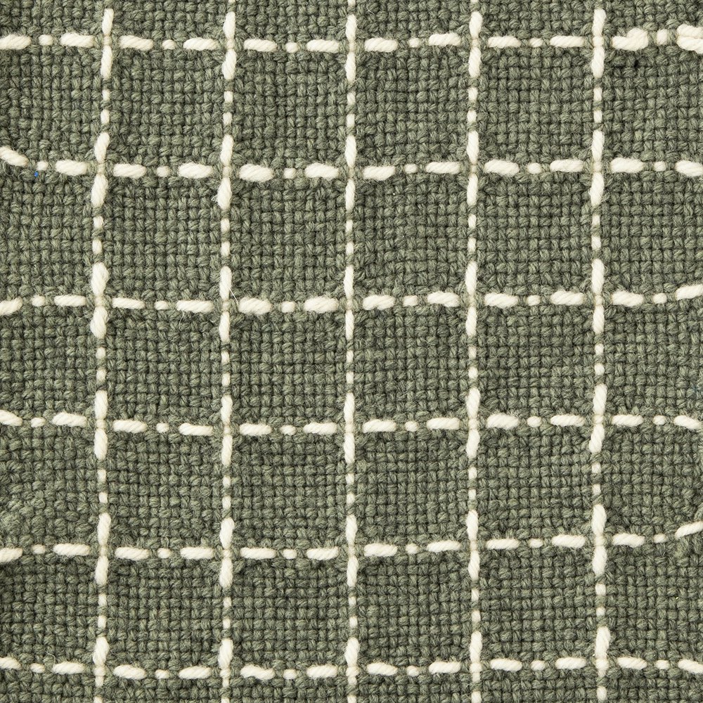 Sample 2: 4-shaft windowpane. What if the windowpanes were woven in Brown Sheep’s Lanalot singles yarn surrounded by single Harborside Aran warp end weft ends? Would that combination lead to differential shrinkage?