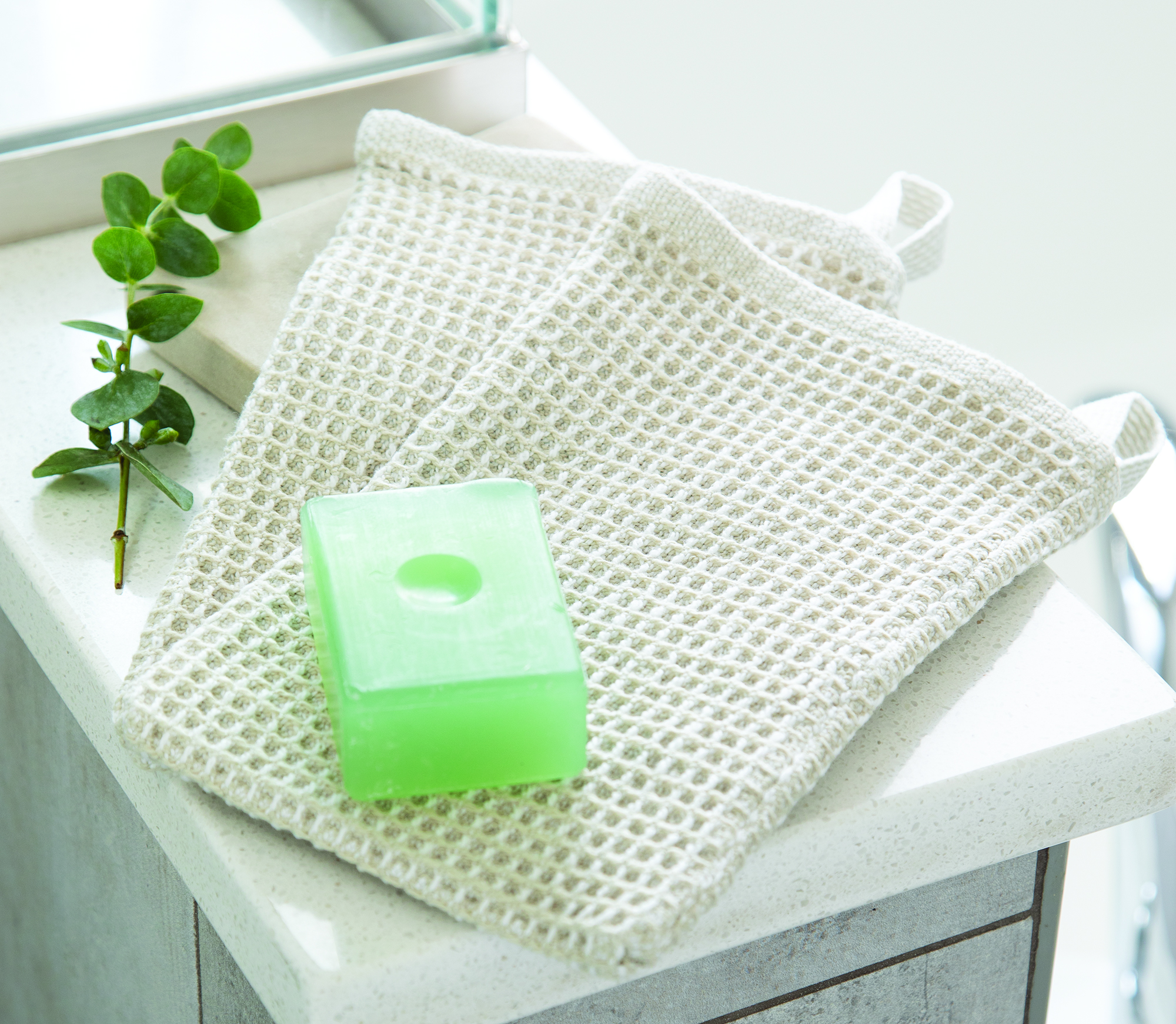 Waffle-Weave Bath Mitts | Project PDF + WIF Image