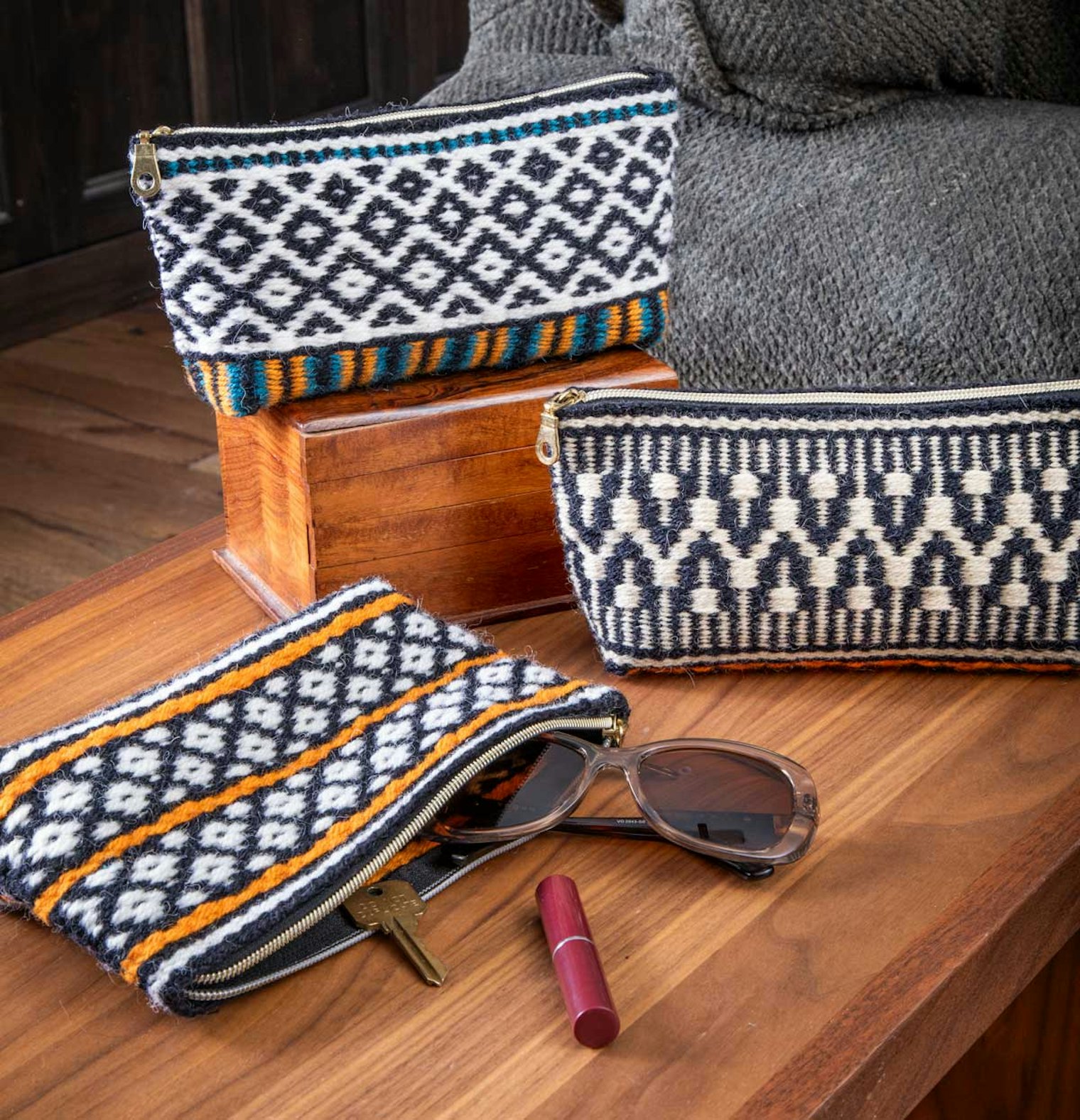 Emily Barth’s Woolly Coccoon Bags take their patterning from three moths. You’ll want to see the ingenious way that they’re woven and constructed.