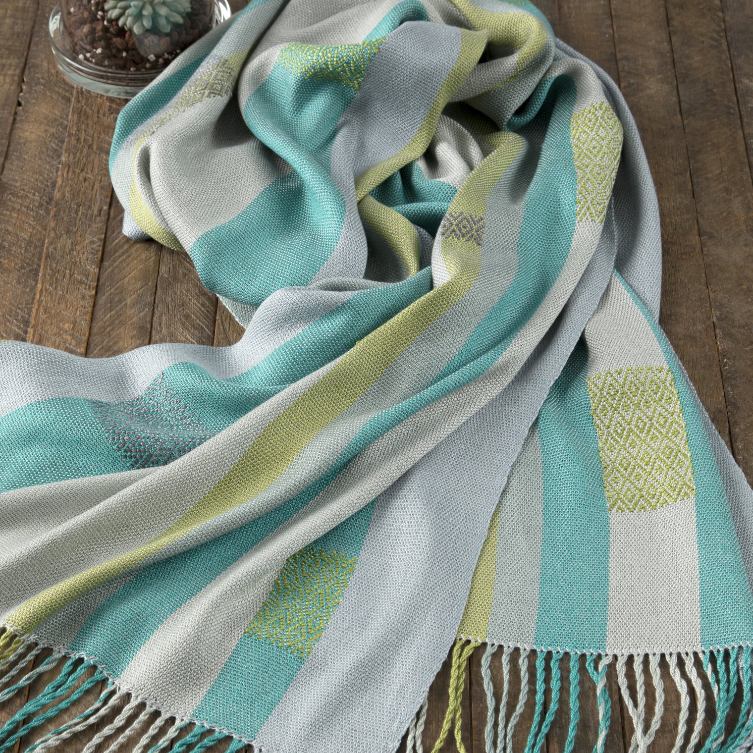 Areas of twill inlay in the Not-So-Simple Stripes shawl by Nancy Peterson. Photo by Matt Graves