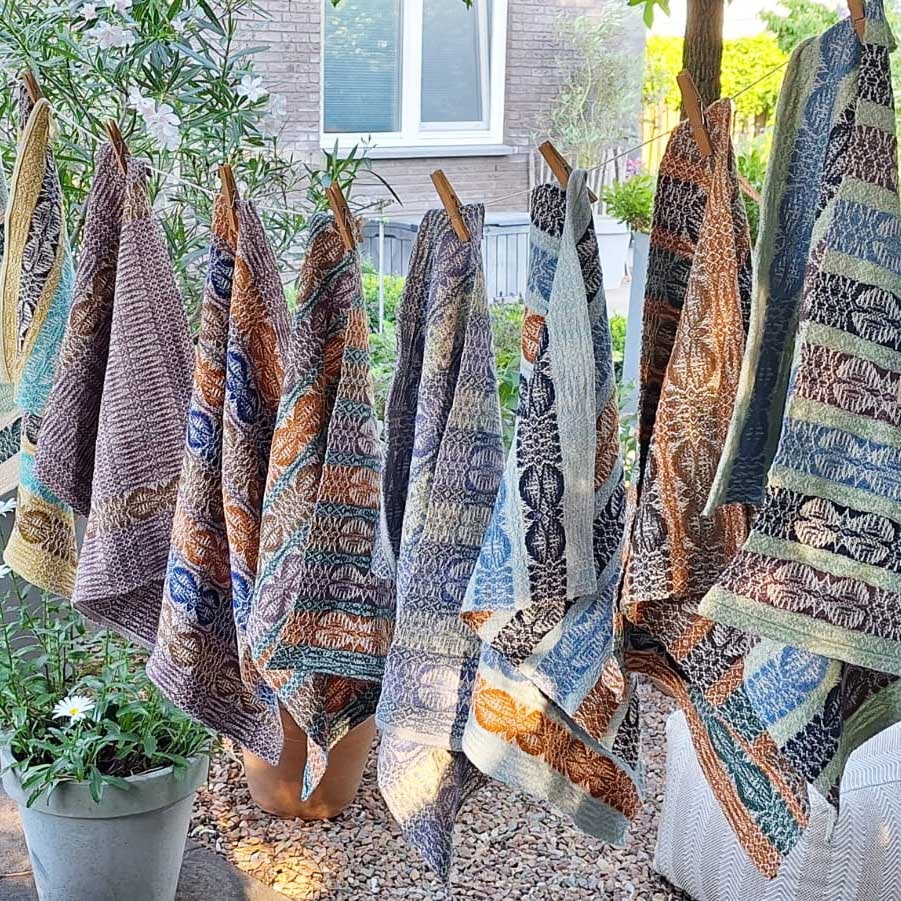 Paola Timmermans’s version of Tina Glassenbury’s Hawk Moth Towels design