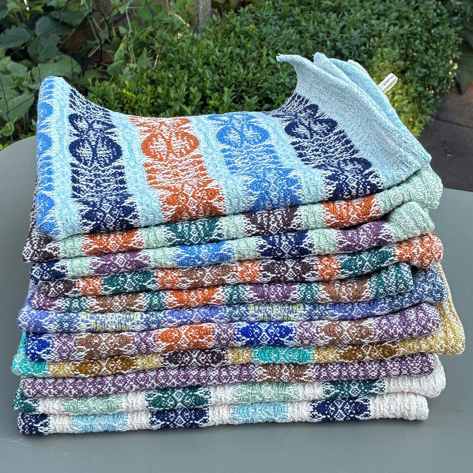 Paola Timmermans’s version of Tina Glassenbury’s Hawk Moth Towels design