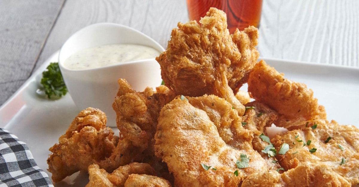BeerBattered Oyster Mushrooms with Creamy WholeGrain Mustard Recipe