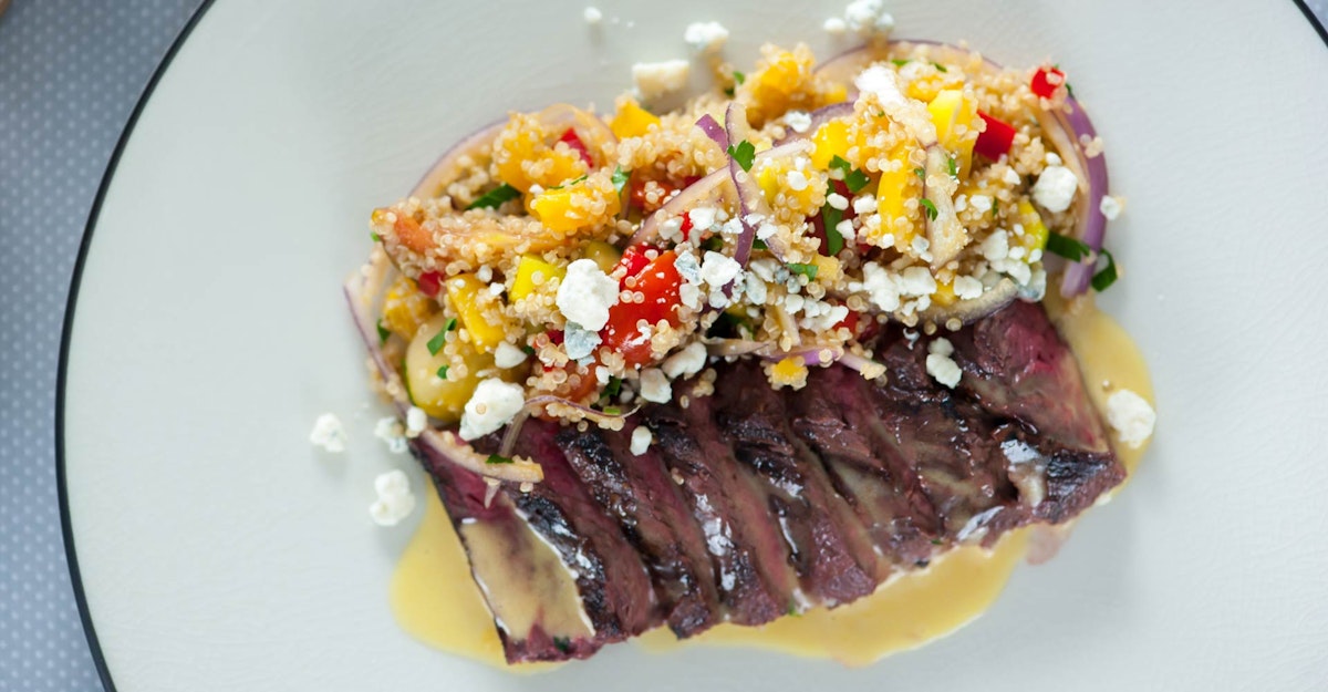 Flat Iron Steak with Beer Hollandaise and Heirloom TomatoQuinoa Salad Recipe Craft Beer & Brewing