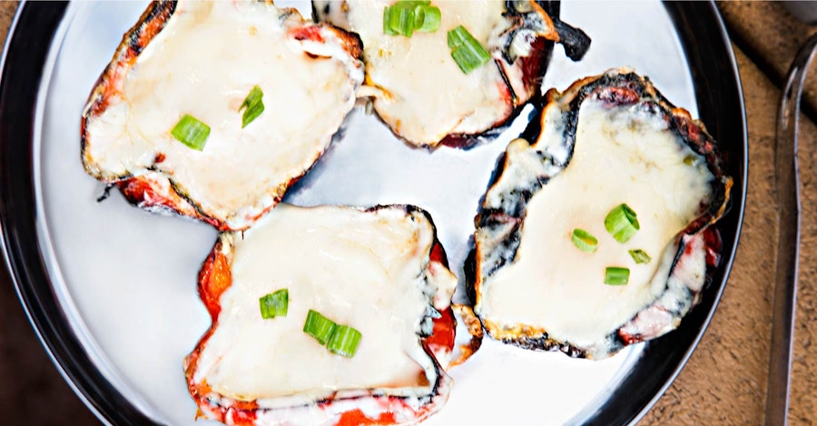 Grilled Pepper with Beer‑Poached Eggs Recipe Image