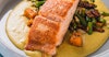 Cooking with Lager: Seared Salmon with Sweet Potato–Edamame Succotash and Sweet Corn Puree Image