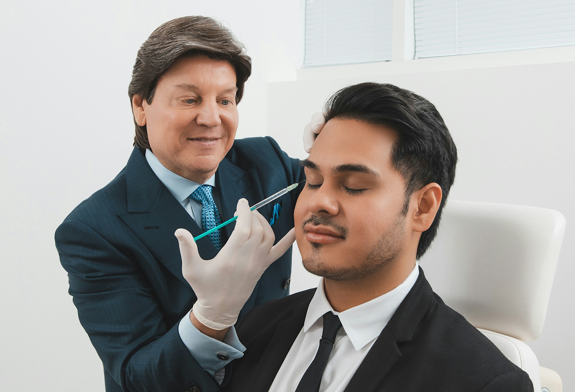 Man being injected in the face by provider