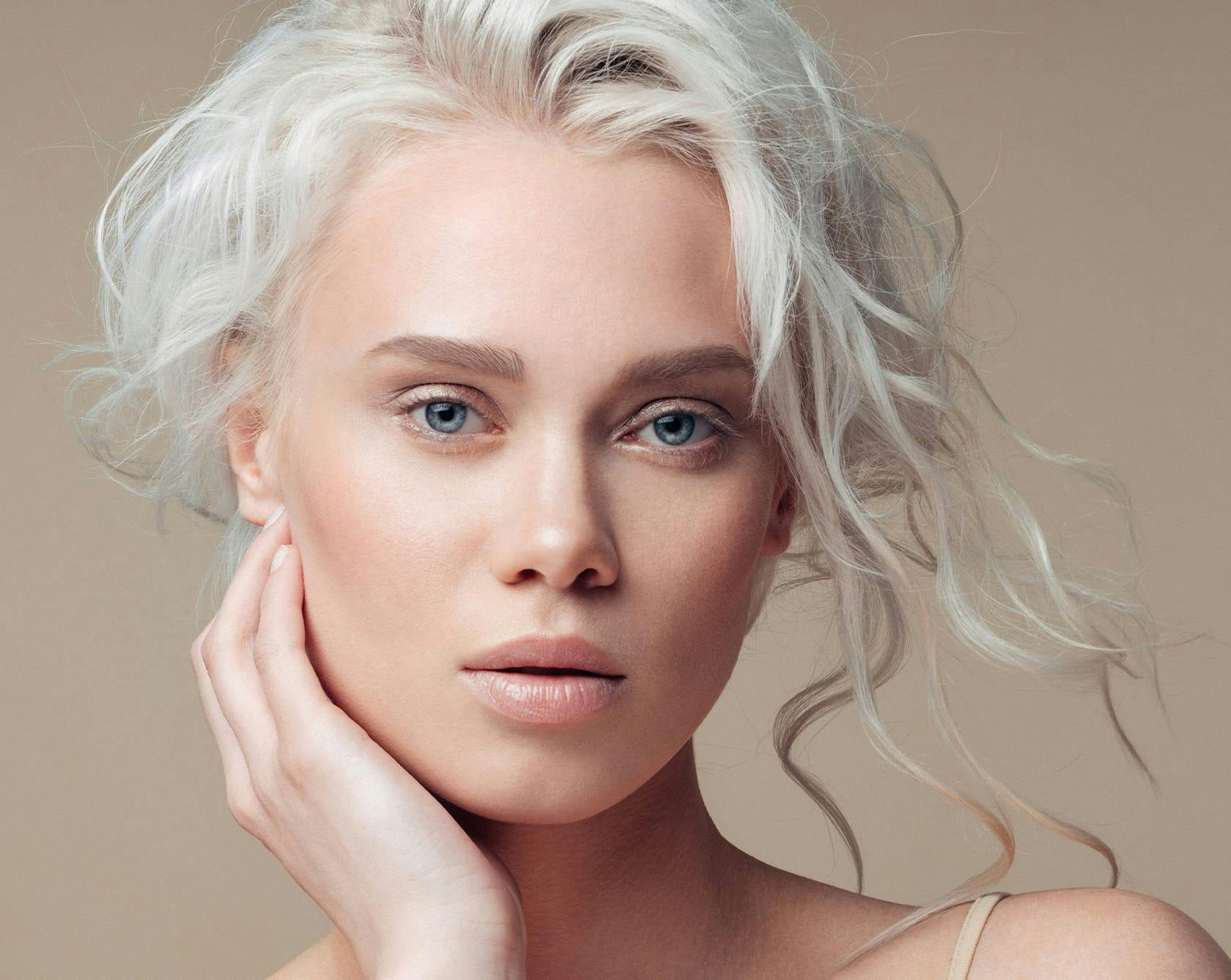 Close up of woman with beautiful facial features