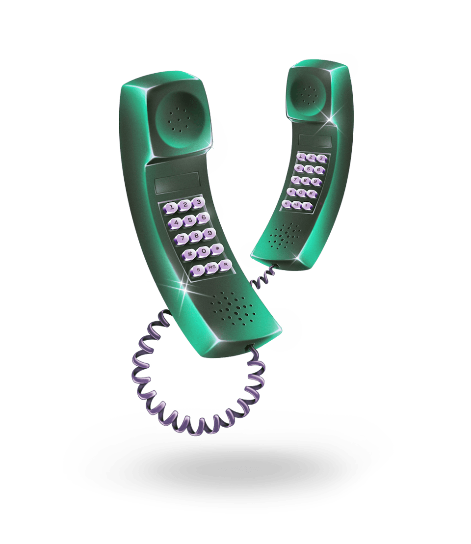 Illustration of two retro wired phones connected to eachother