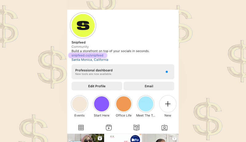 Add your Snipfeed page to your social media bio link area