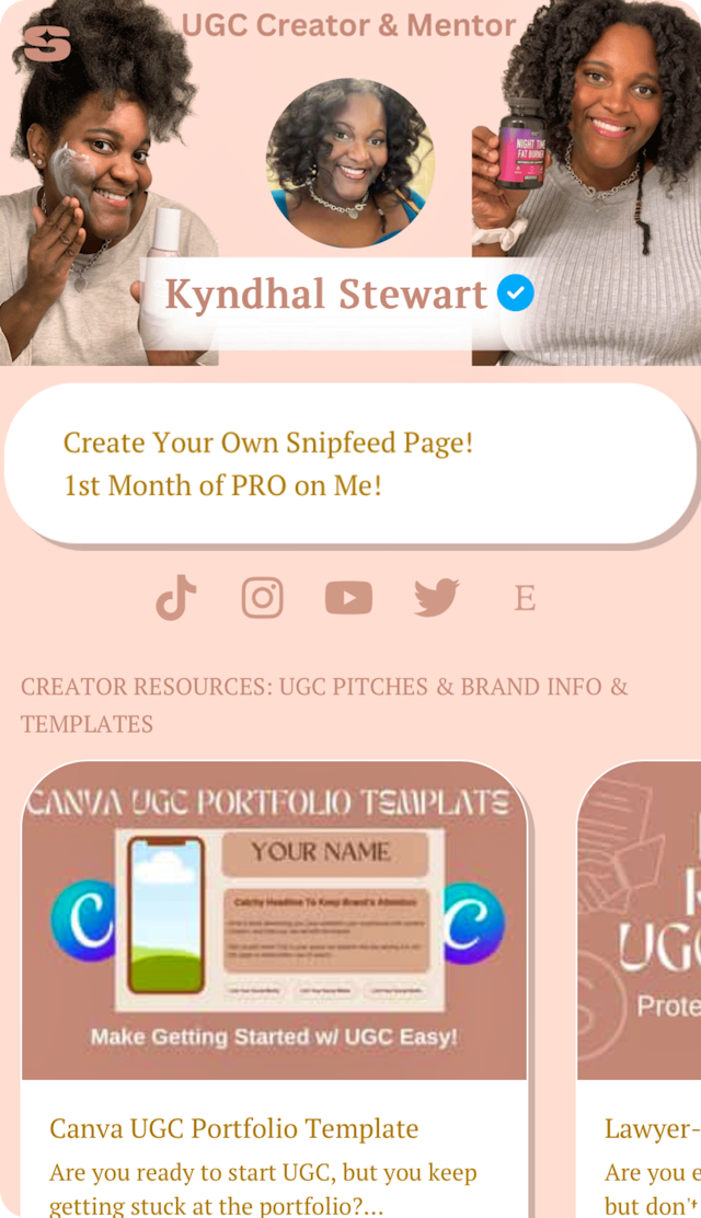 Kyndhal Stewart Snipfeed page