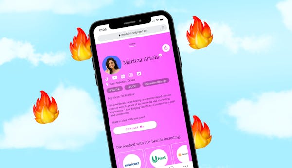 Snipfeed UGC creator Maritza's media kit