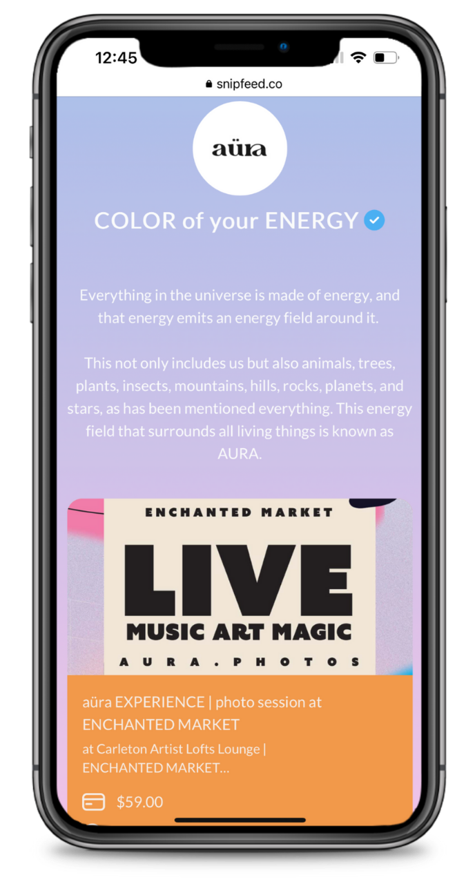 COLOr of your ENERGY Snipfeed page