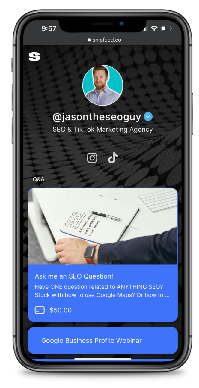 Jason The SEO Guy Snipfeed page