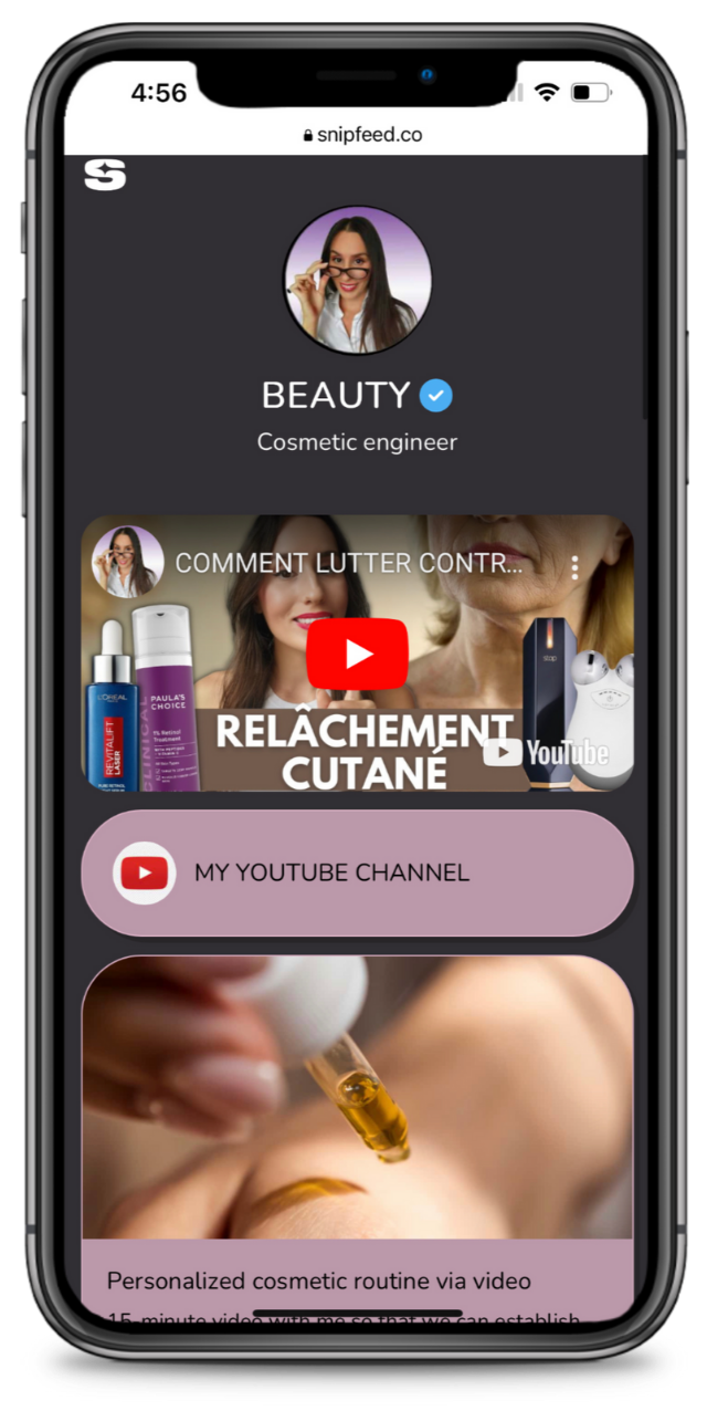 Beauty Snipfeed page