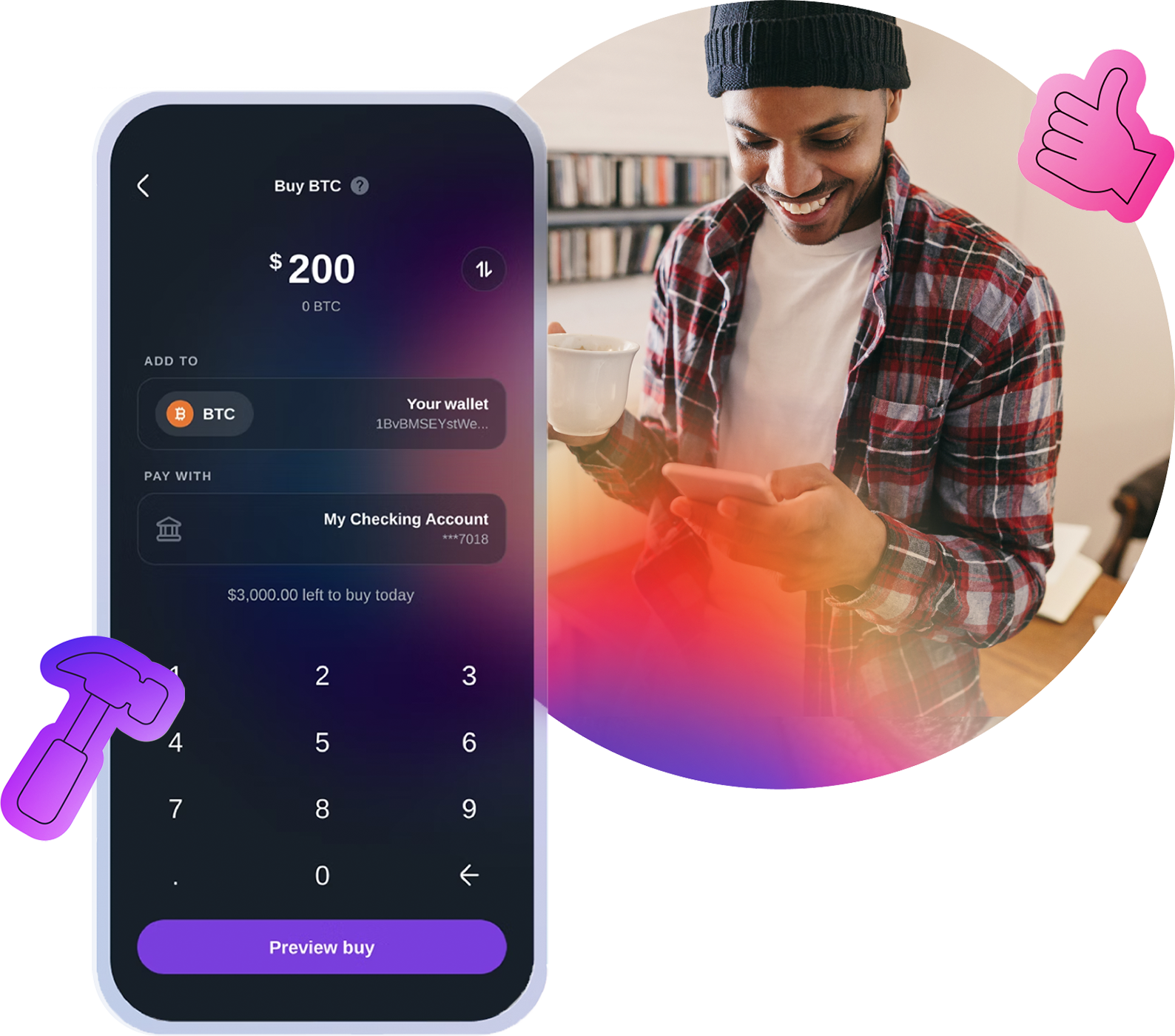 Man with phone, sticker image