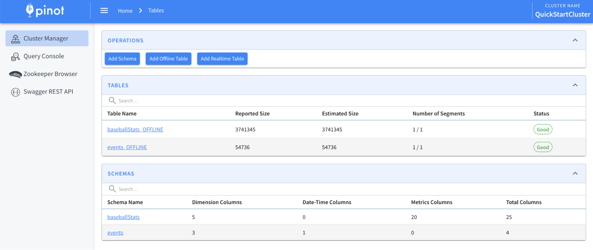 Apache Pinot data explorer view