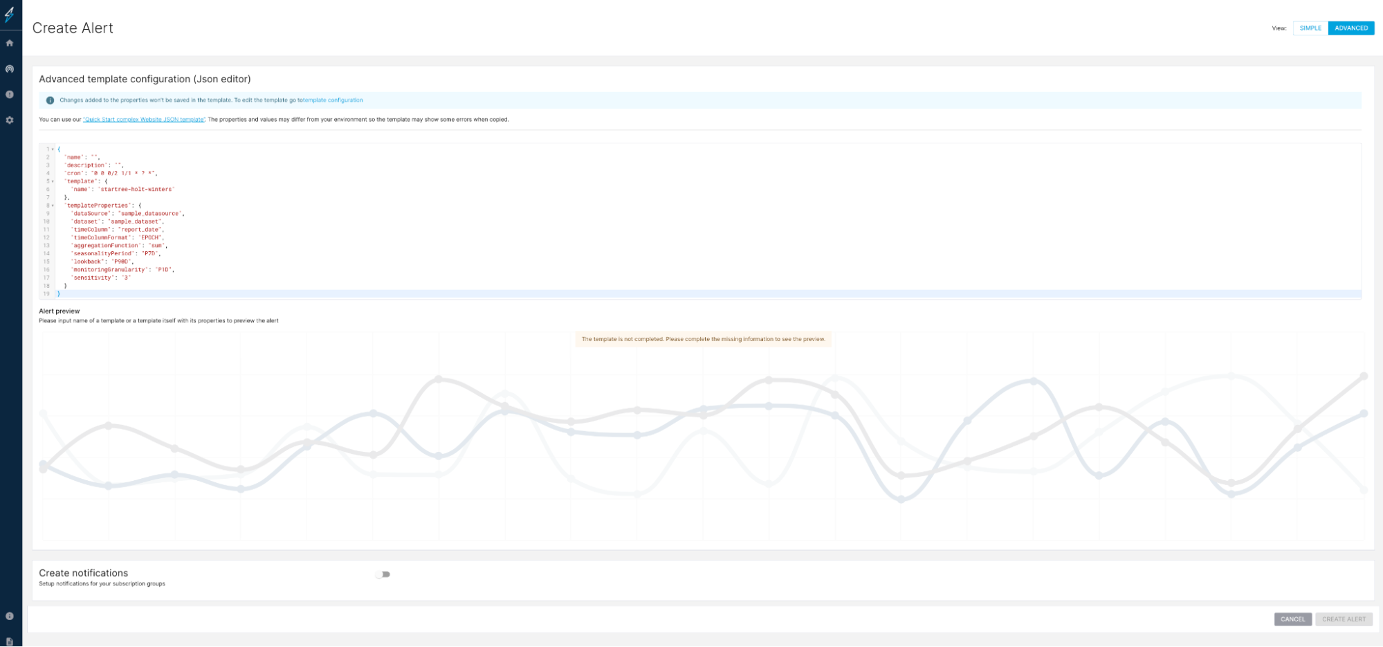 Creating alert templates in StarTree ThirdEye