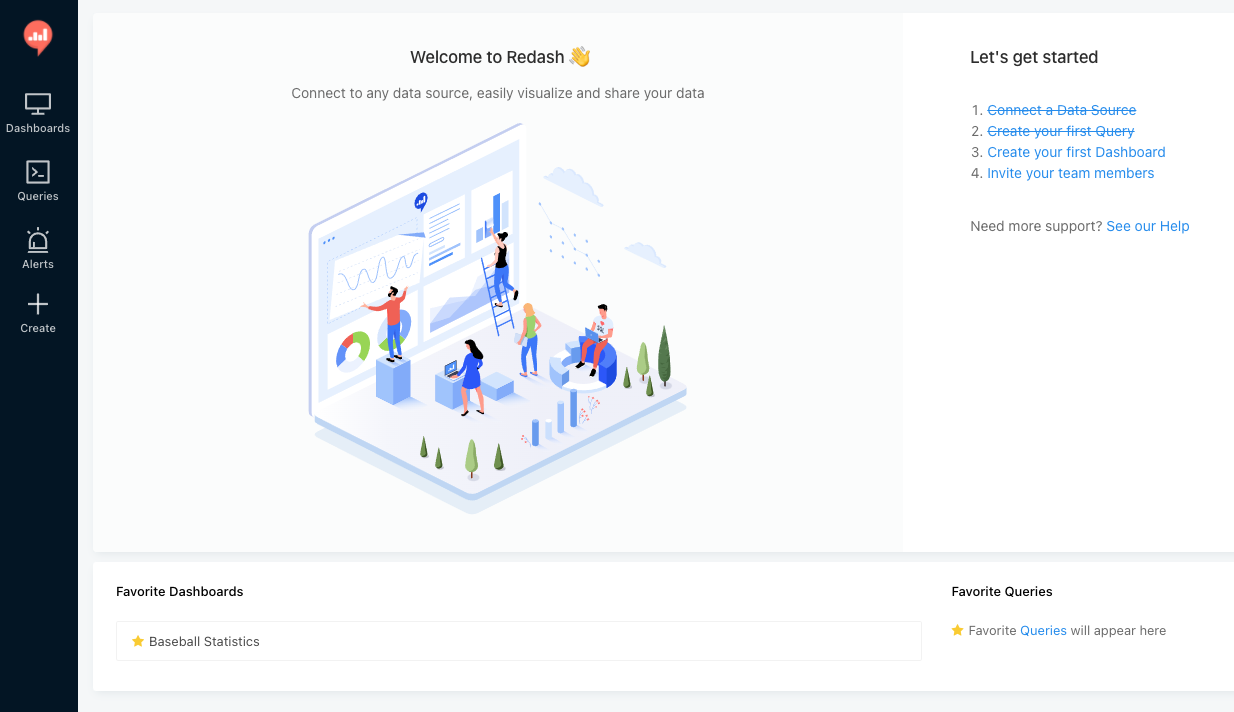 Redash welcome screen