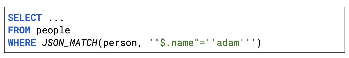 Sample search of a JSON document’s structure