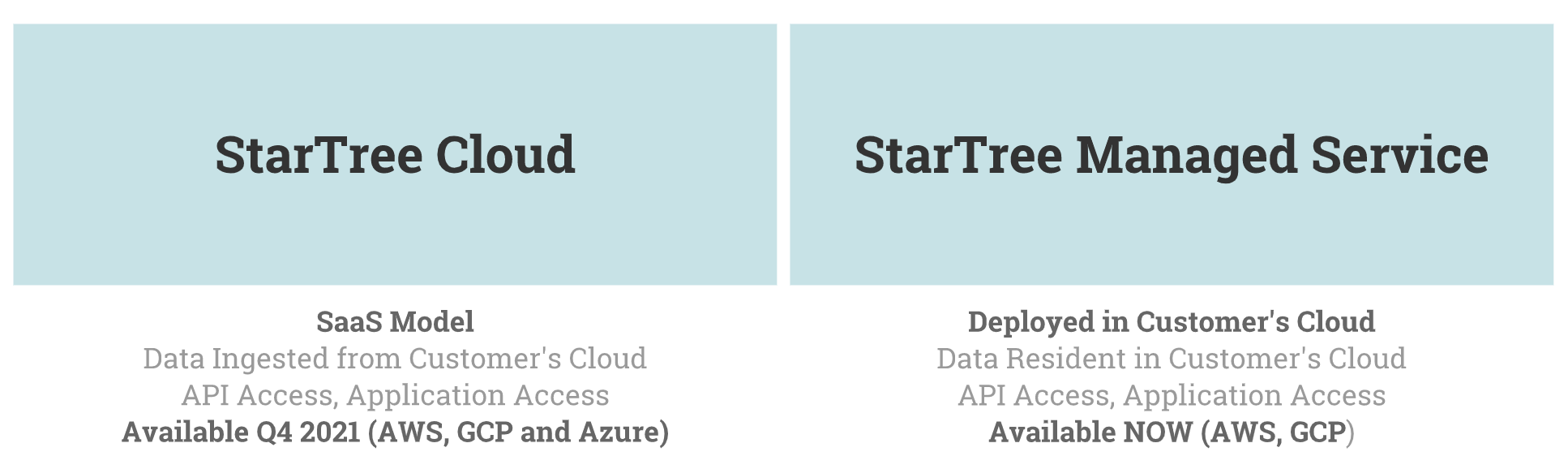 Overview of StarTree Cloud’s first deployment models in 2021 including SaaS and BYOC