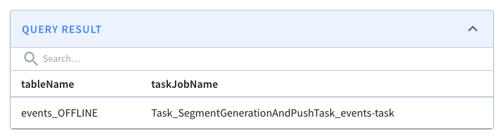 Sample events_OFFLINE query result