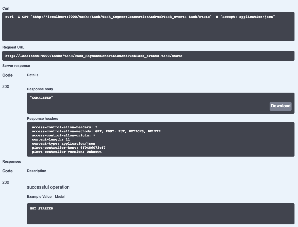 Checking the state of an ingestion job screen