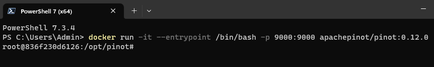 PowerShell 7.3.4 docker run Apache Pinot