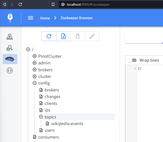 Zookeeper browser in Apache Pinot topics