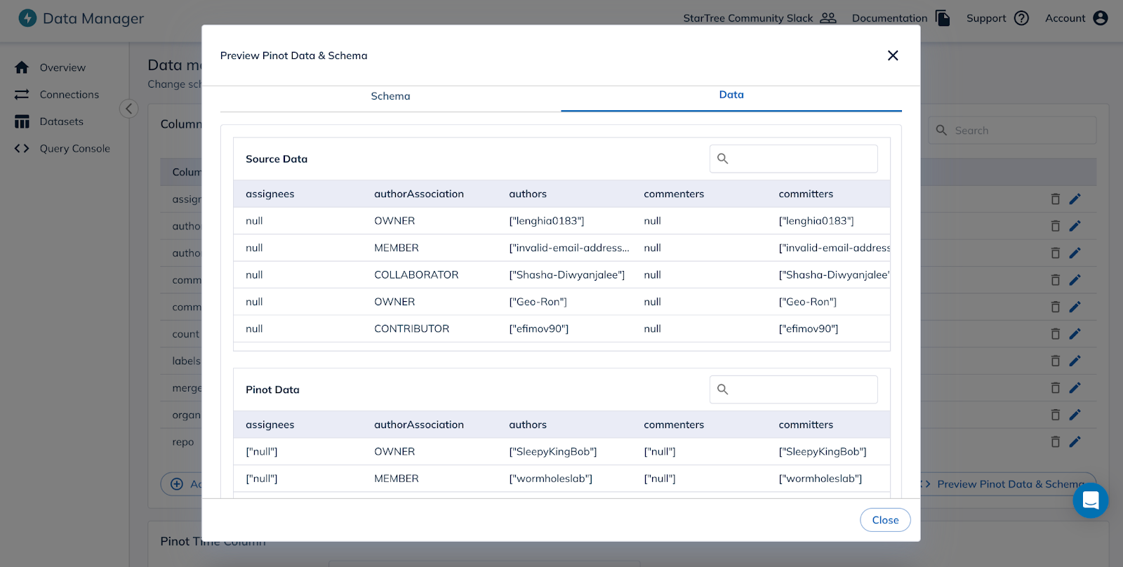 Create a table using StarTree Data Manager