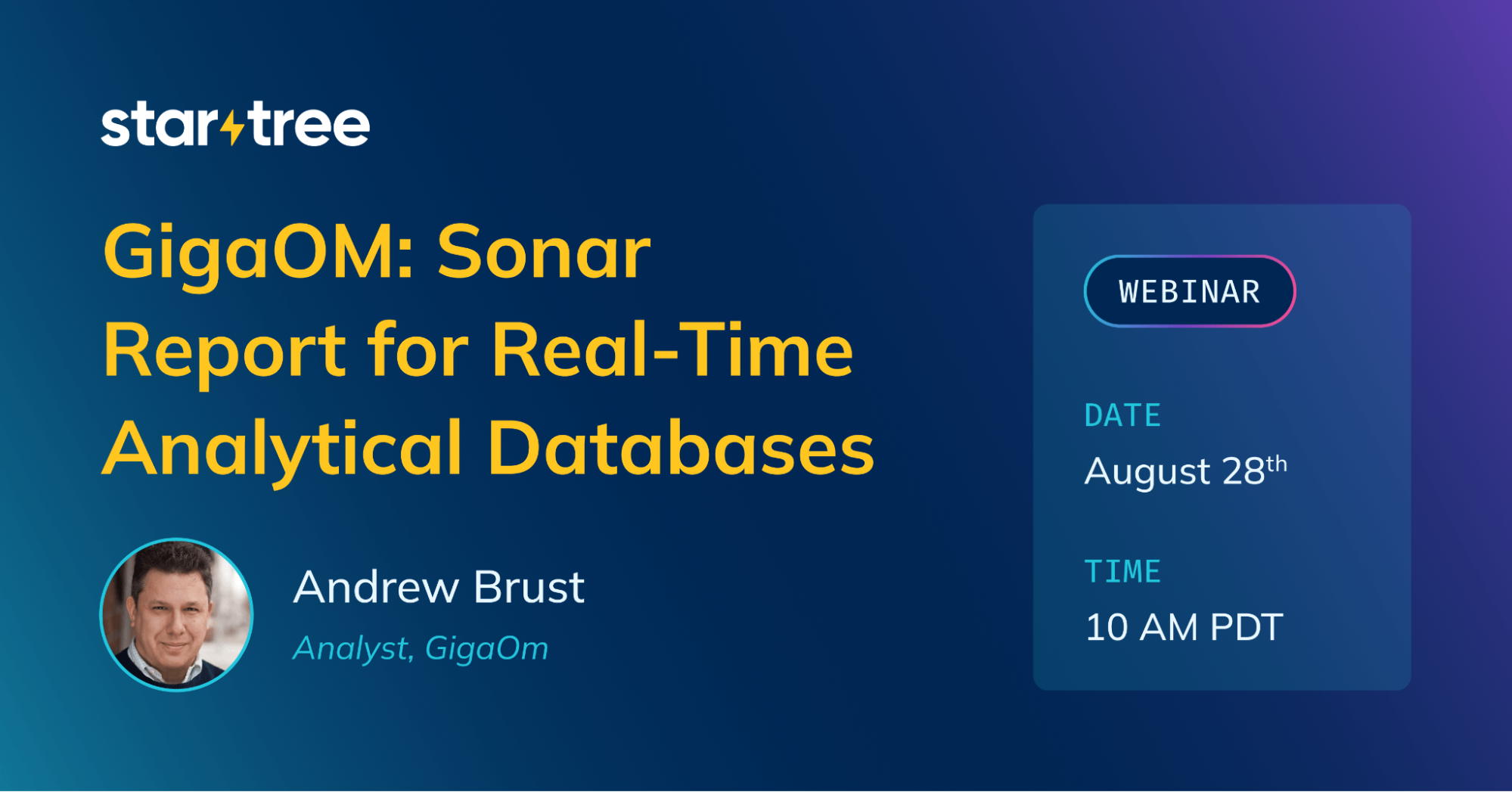 Register to attend the upcoming webinar about the GigaOm Sonar Report for Real-Time Analytical Databases