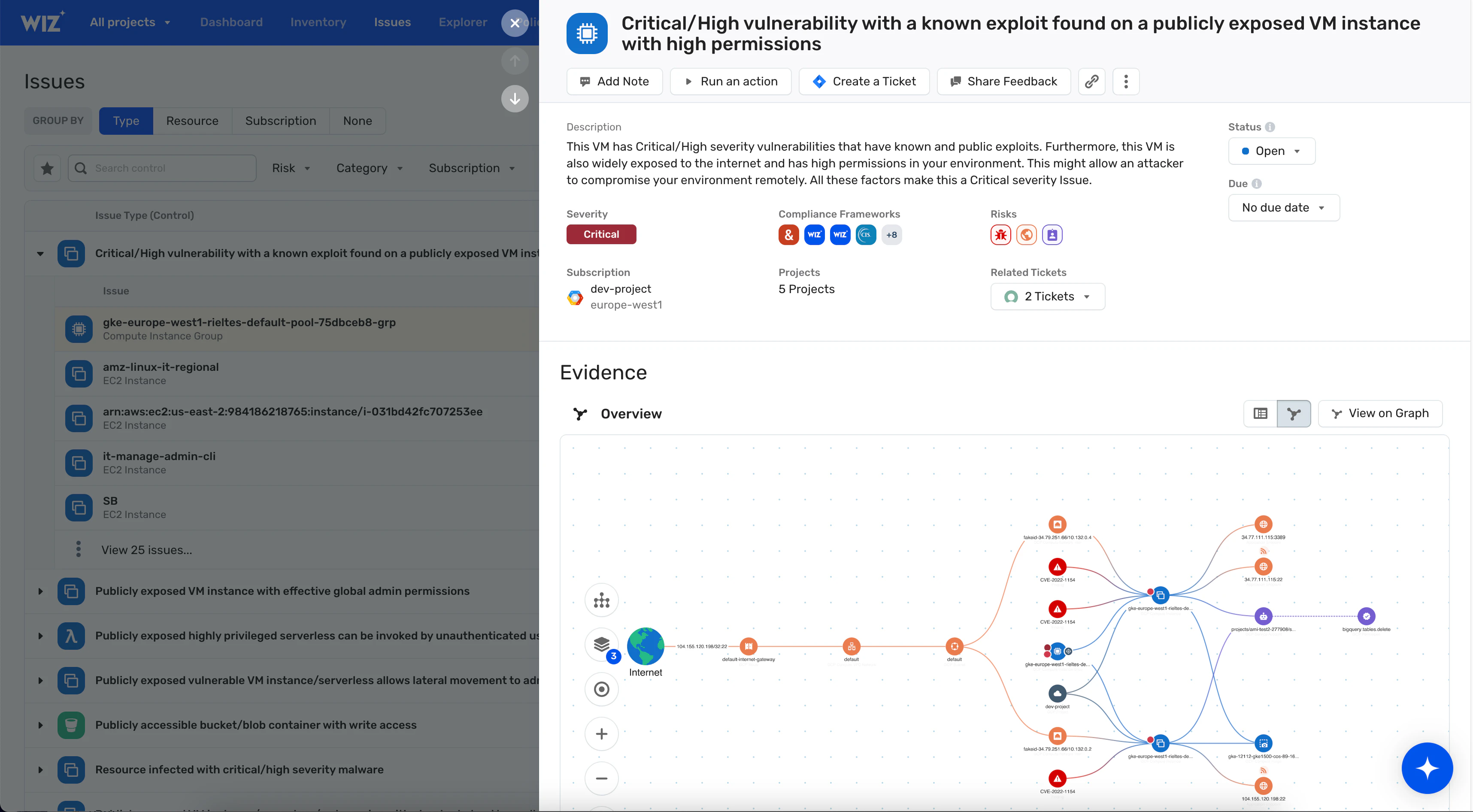 Prioritized, context-rich risk reduction interface screenshot