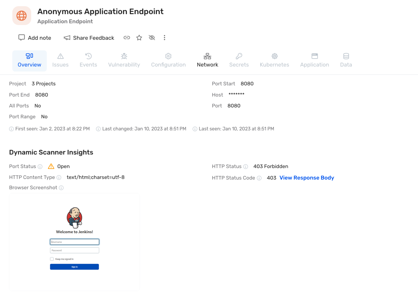 Secure exposed applications and APIs interface screenshot