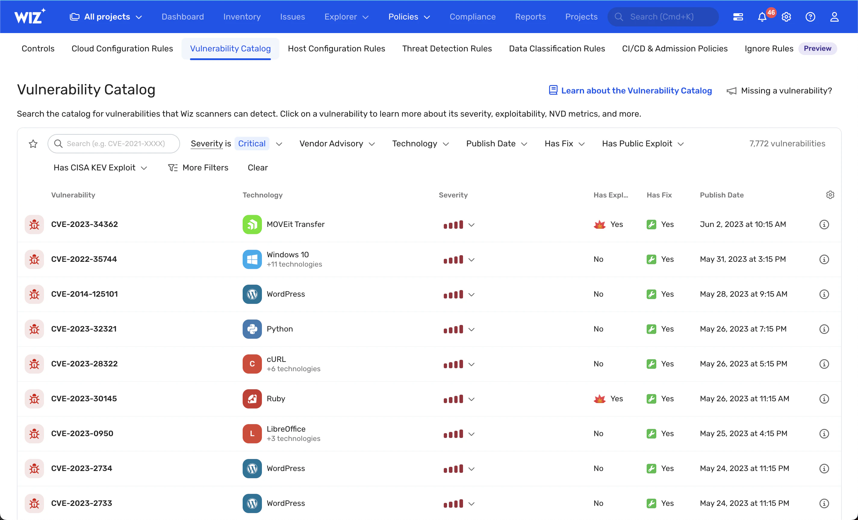 脆弱性の迅速な特定と優先順位付け  interface screenshot