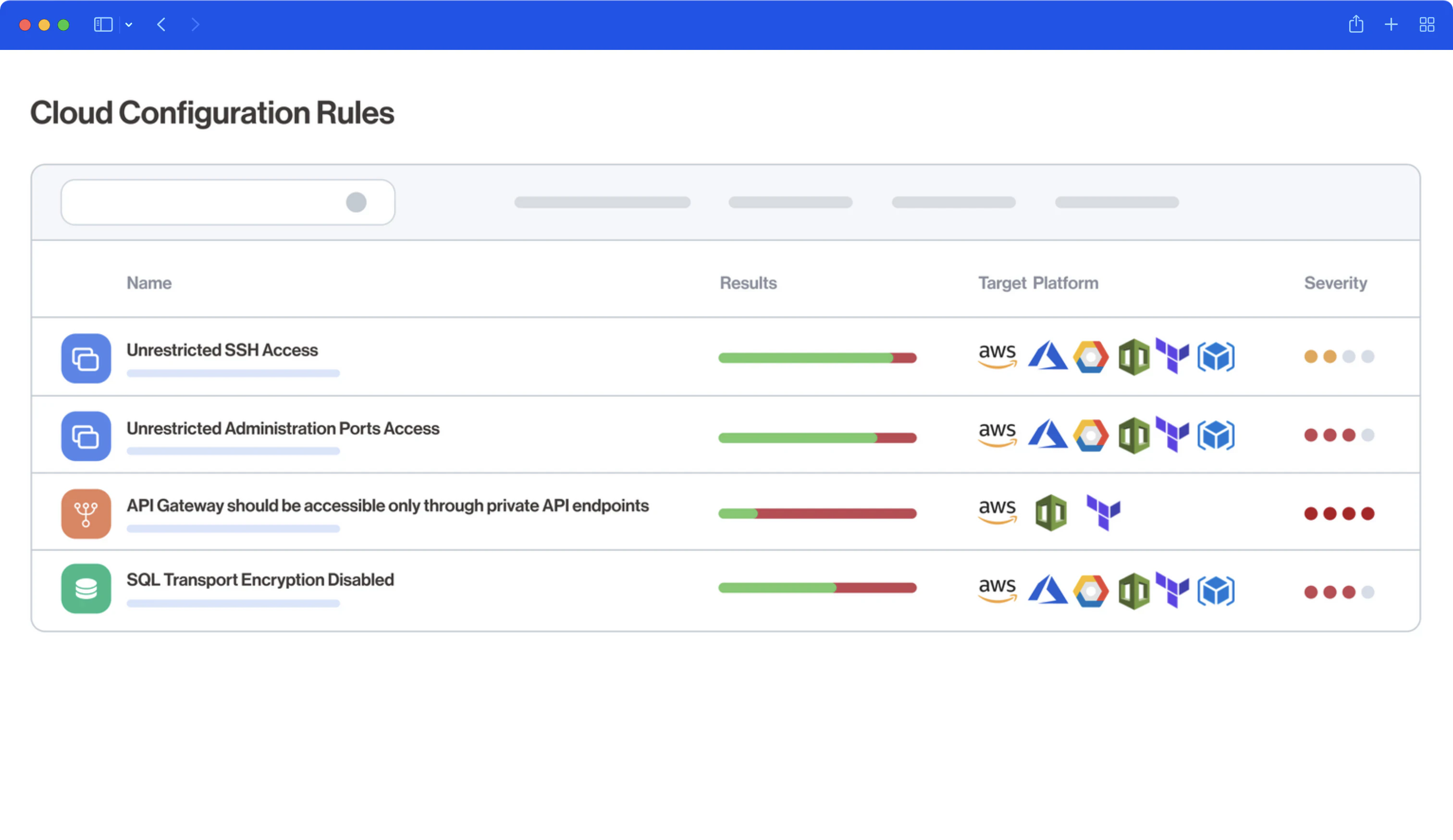 Cloud configuration rules interface screenshot