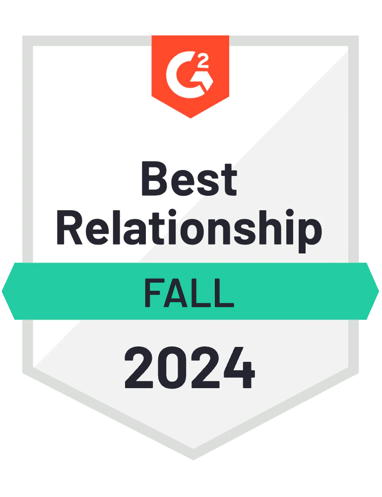 G2 Badge Best Relationship Fall 2024