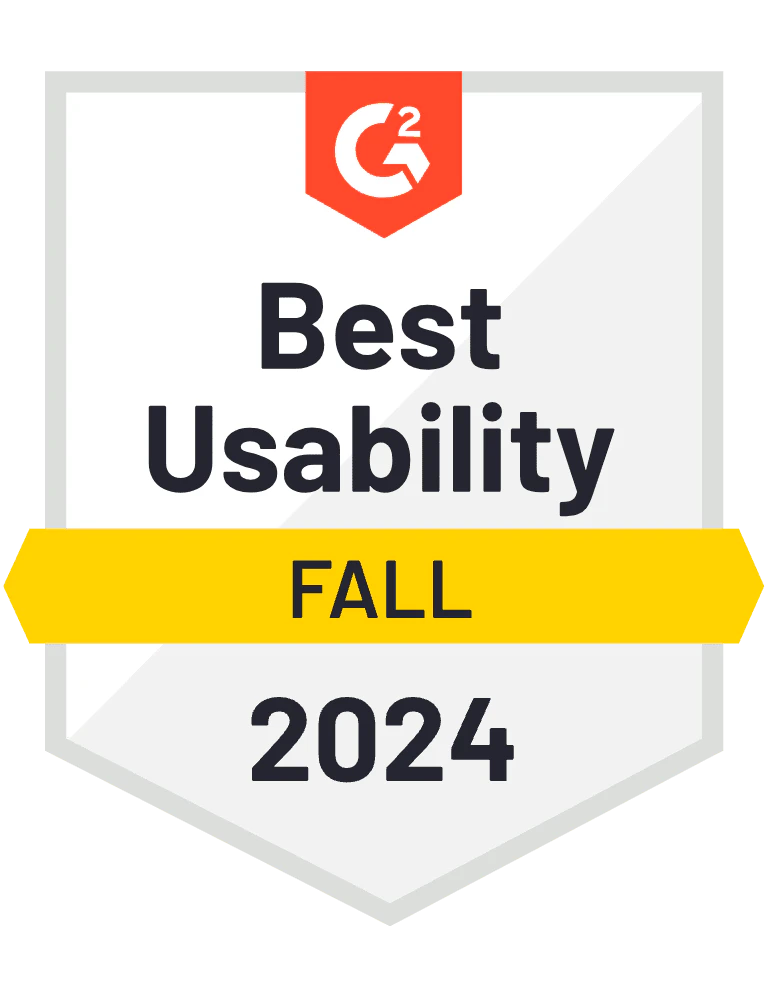 G2 Badge Best Usability Fall 2024