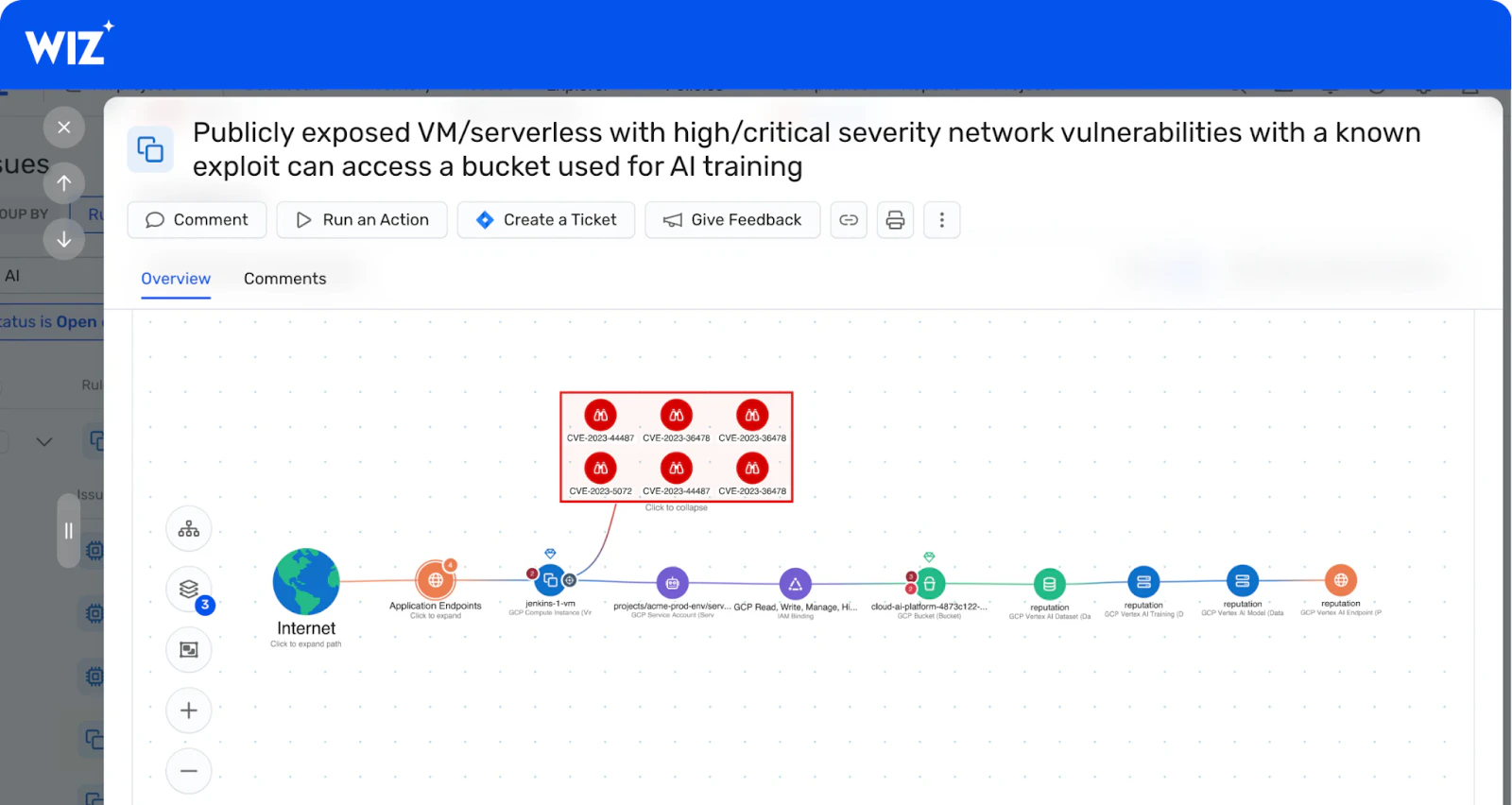 What you’ll get from a Wiz Attack Surface risk assessment interface screenshot