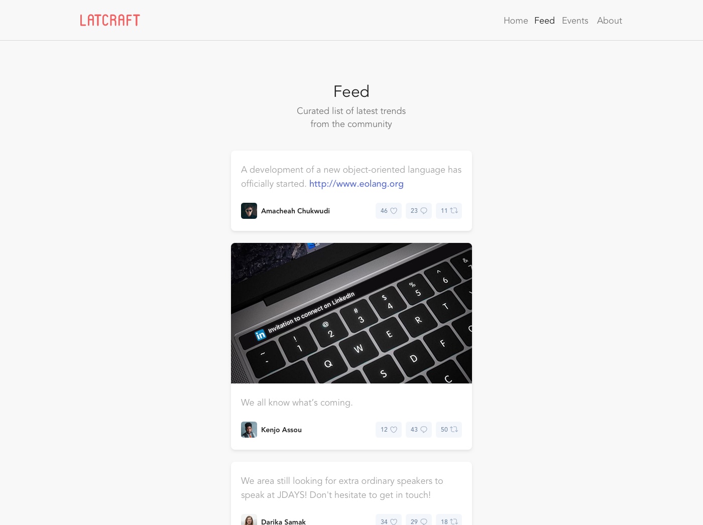 Latcraft Feed UI