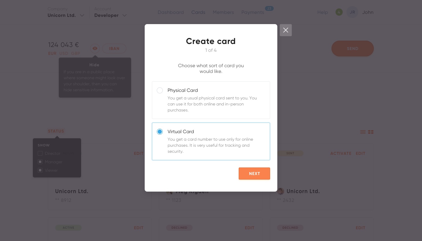 Weststein Card UI