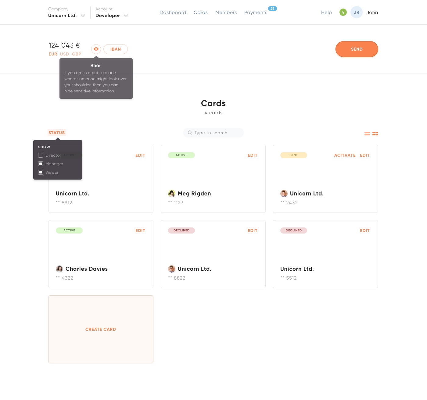 Weststein Card UI