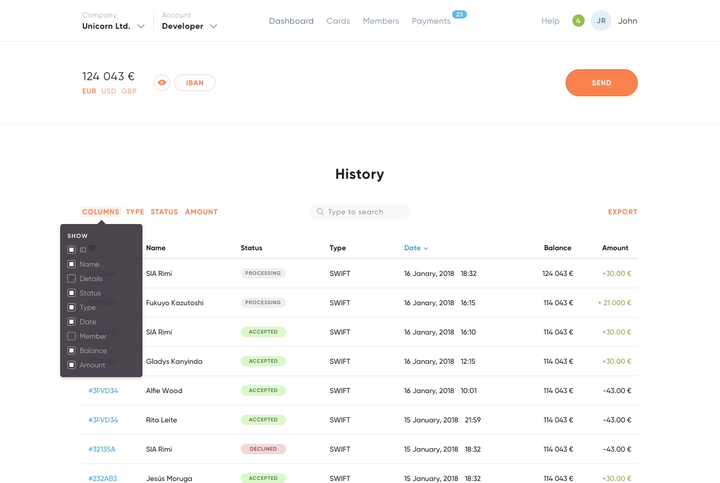 Weststein Account UI