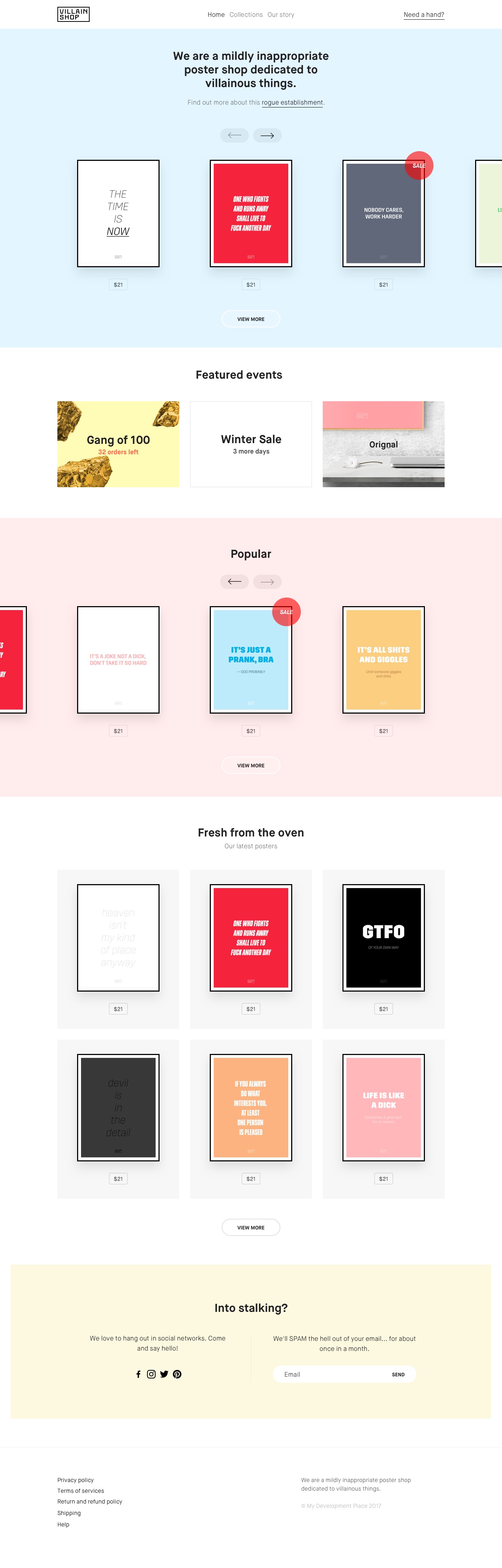 Villain Shop Landing Page UI