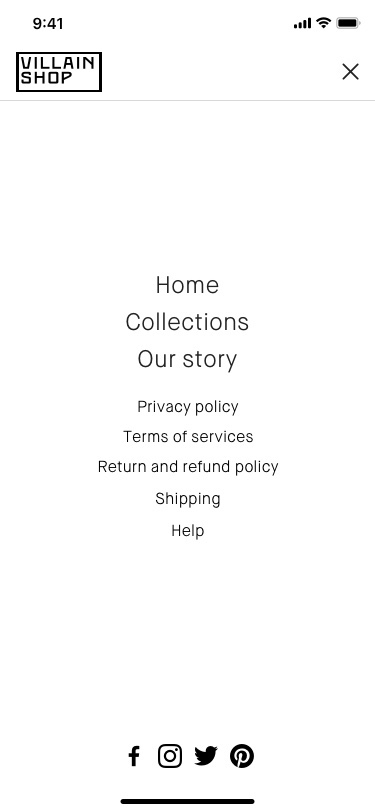 Villain Shop App UI