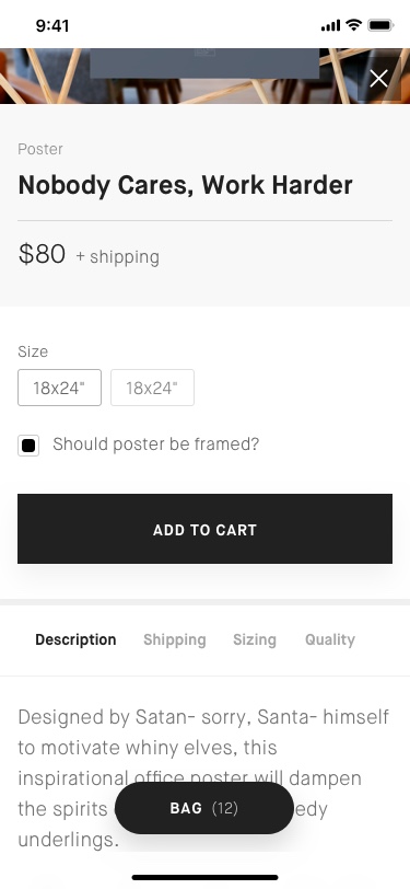 Villain Shop App UI