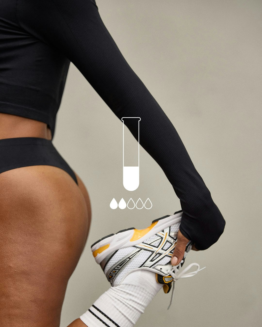 Engineered Active Period panty in black with medium absorbency.