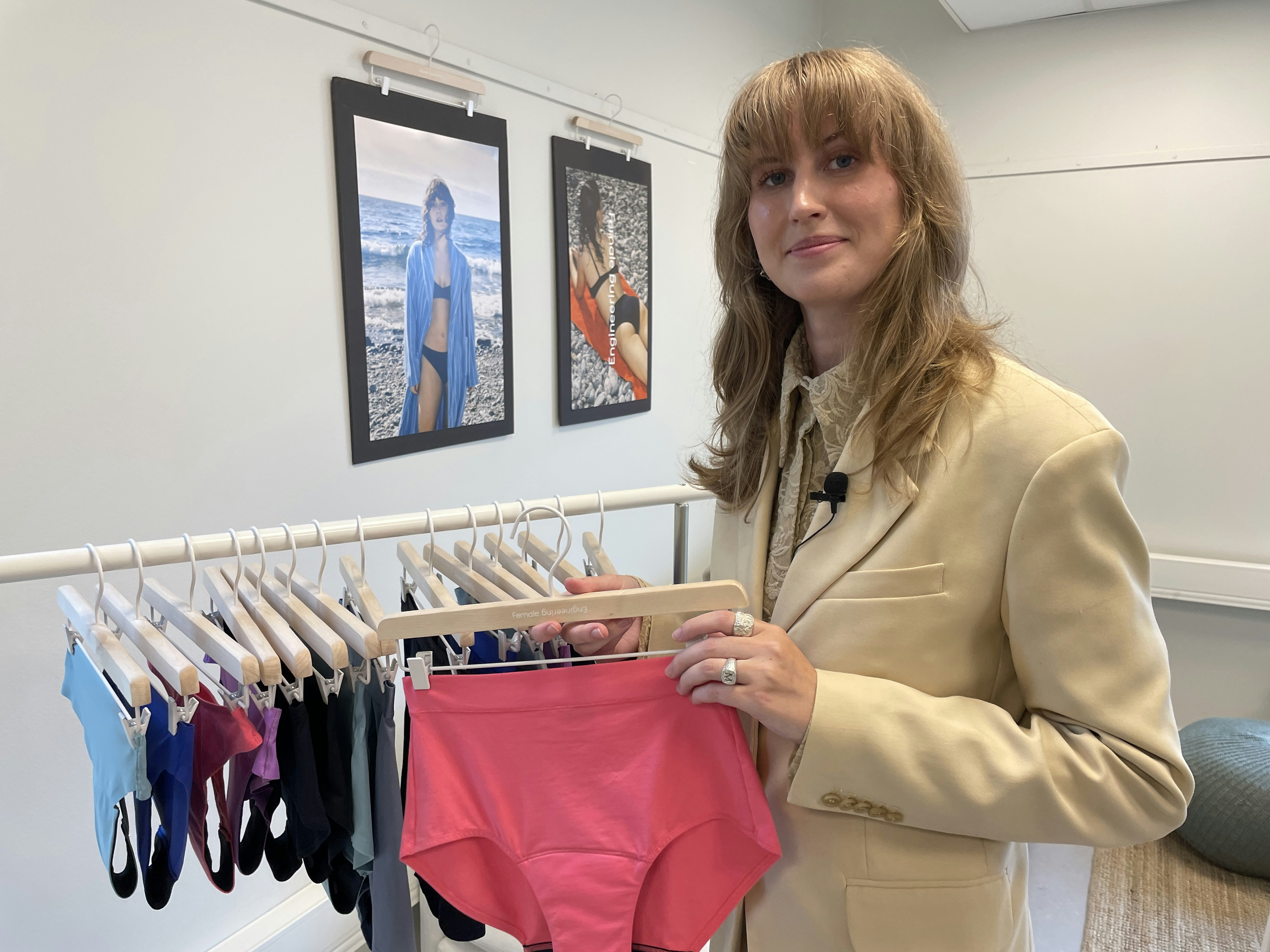 Matilda holding pink period panties