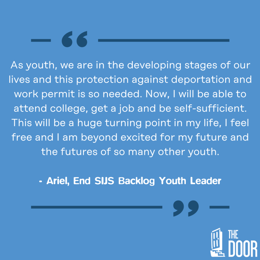 Youth leaders Ariel, commenting on ending the SIJS backlog