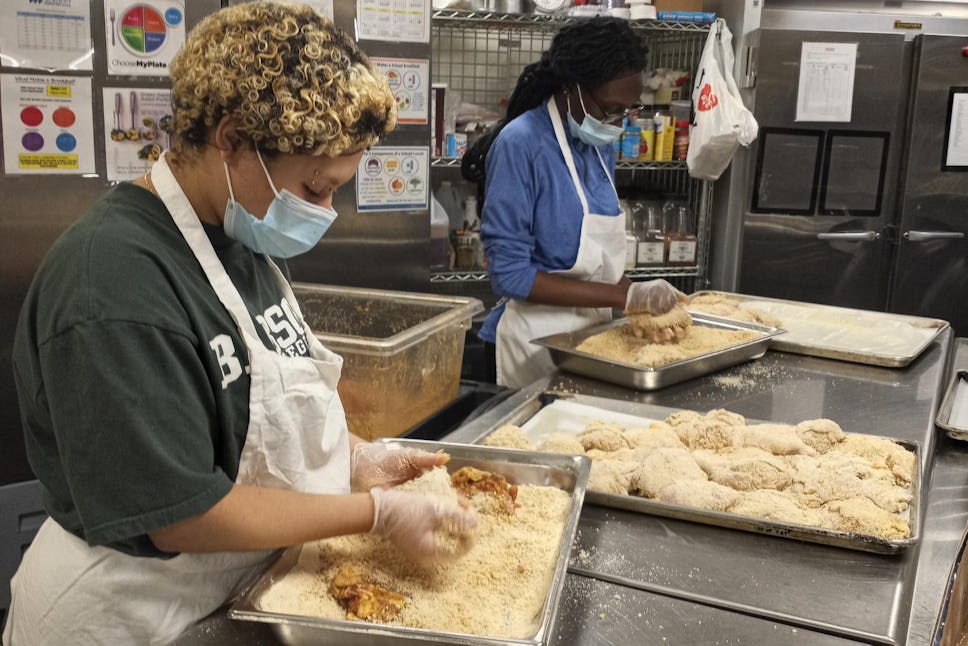 Our culinary team prepping lunch.