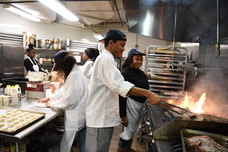 Door Culinary interns preparing dinner.